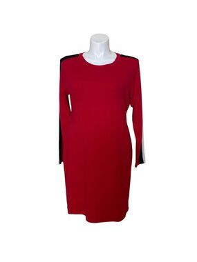 Tommy Hilfiger NWT Women's Red Sweatshirt Dress, Long Striped Sleeves Size XL